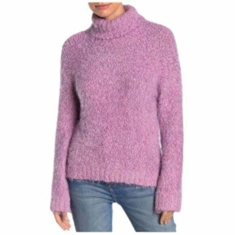 Abound Nordstrom Fuzzy Eyelash Knit Turtleneck Sweater Purple Victoria Marl XXS